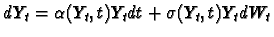 $\displaystyle dY_t = \alpha(Y_t,t)Y_t dt + \sigma(Y_t,t)Y_t dW_t$